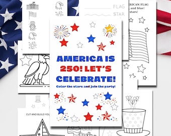 America 250 Kids Erinnerungsbuch - Patrus Malseiten, Labyrinth, ich Spioniere (Digitaler Download)