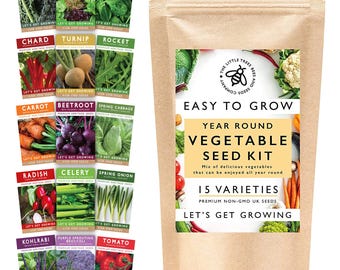 Vegetable Seeds Kit – 15 Heirloom Varieties | Grow Your Own Gardening Gift for Families & Beginners