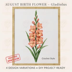 Gladiolo (flor de nacimiento de agosto), clipart PNG SVG / Grafito, acuarela, crochet, bordado (descarga digital)