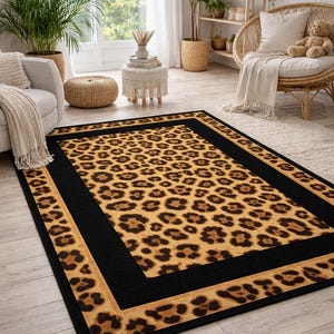 Leopard Print Area Rug, Animal Print Carpet, Safari Style Rug, Luxury Modern Living Room Rug, Bold Statement Floor Decor, Handmade Tufted Ru