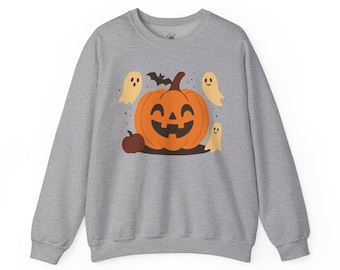 Spooky Ghost Pumpkin Witch Halloween Sweatshirt | Retro Fall Crewneck Pullover