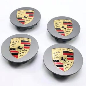 4x Porsche 76mm Grey Wheel Center Caps OEM Style Hub Covers Set of 4