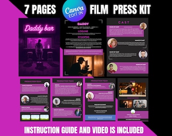 Film Press Kit Template | 7-Page Media Kit, Editable Canva (Digital Download)