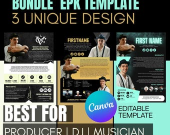 Electronic Press Kit Bundle (3 Templates) | Instant Download EPK for DJs, Producers, Musicians