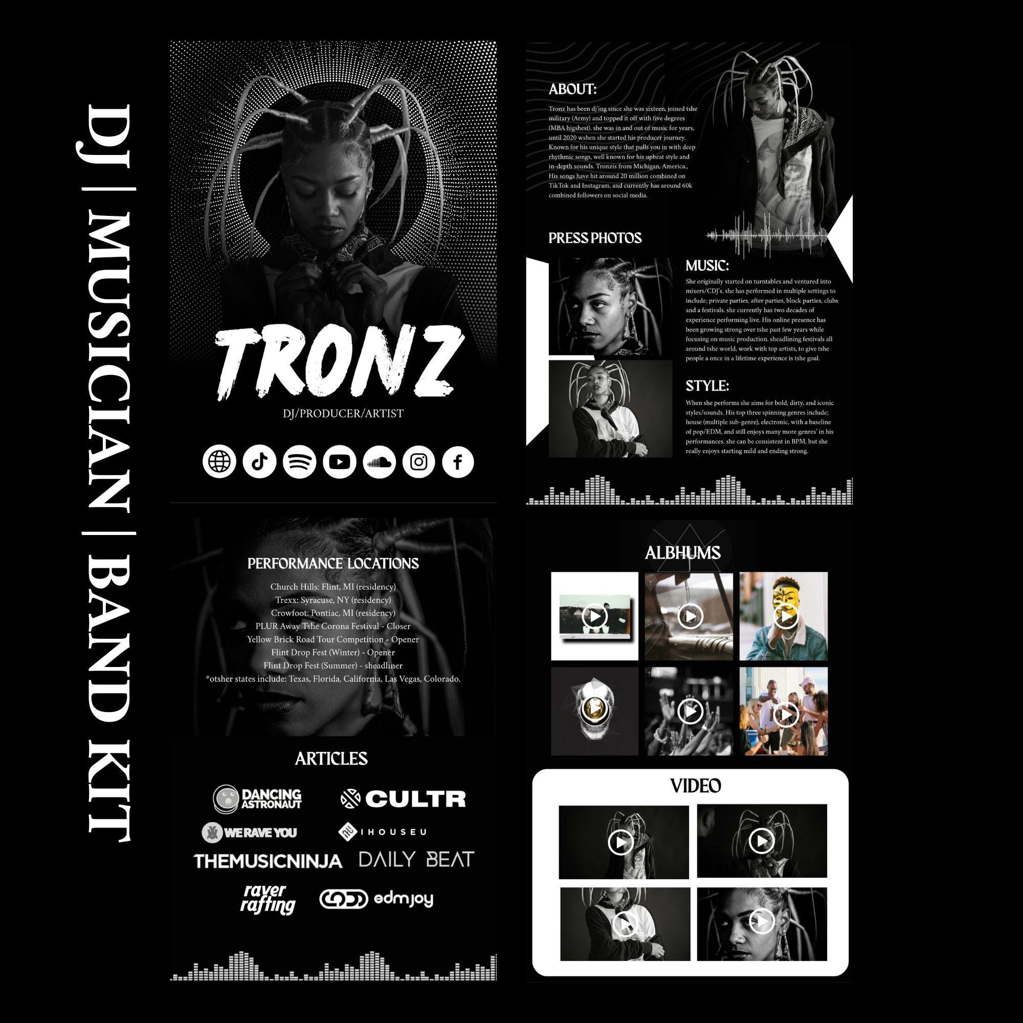 Editable Musician EPK Template: DJ, Artist, Influencer Media Kit (canva ...