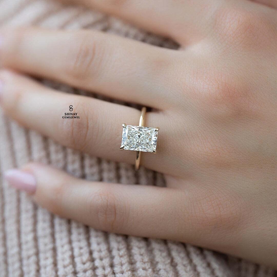 3 Carat Radiant Cut Lab Grown Diamond Engagement Ring | IGI Certified ...