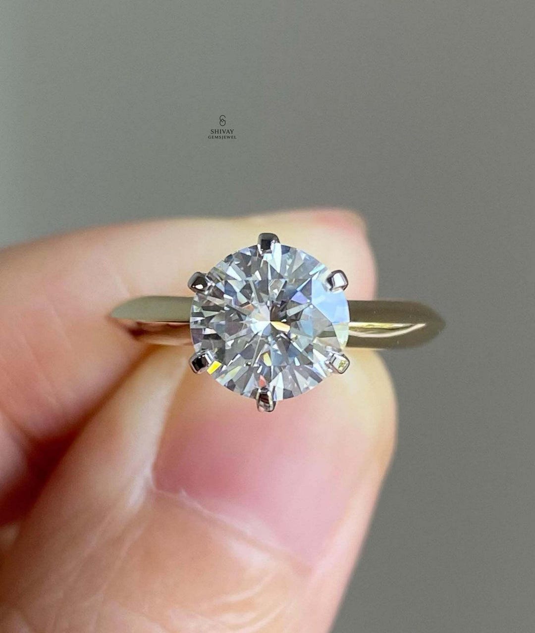 2 Carat Round Lab Grown Diamond Solitaire Engagement Ring, 14k White ...