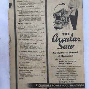 An Illustrated Manual of Operation · 1950 Craftsman 9-2926 The Circular Saw