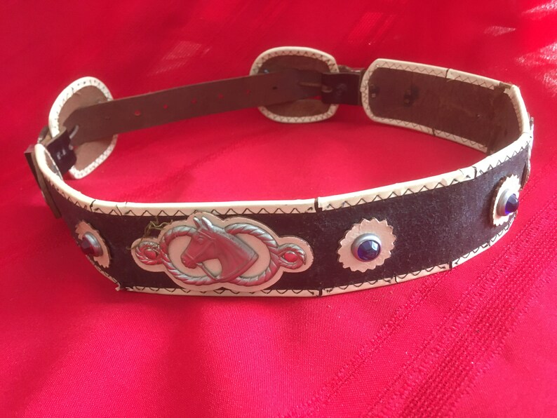 Boys Vintage Cowboy Double Buckle Belt 1950s
