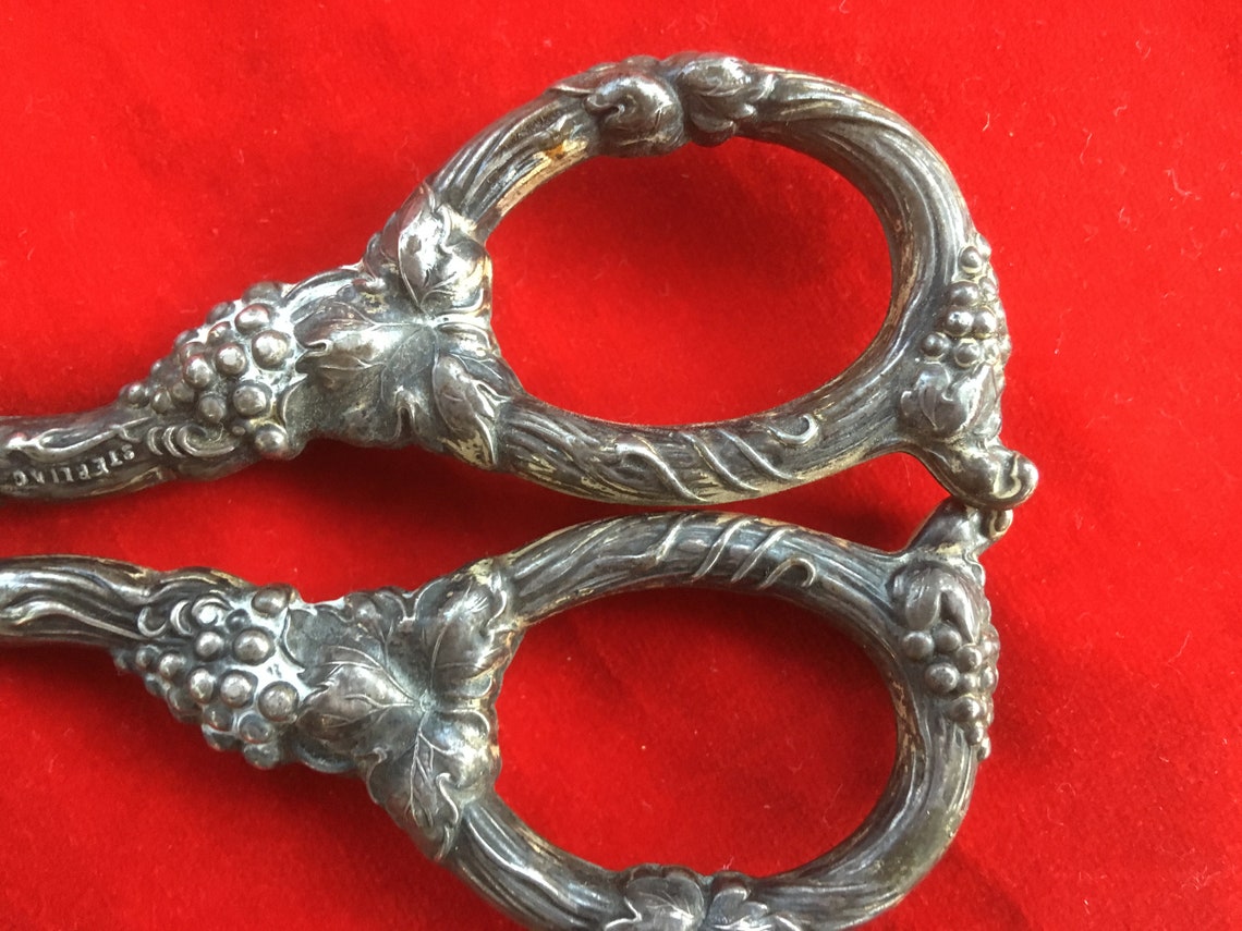 Antique German Scissors Sterling Silver Handles Grape Shears Etsy