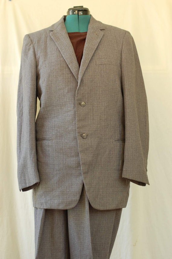 1950s Men's Grey Wool Suit