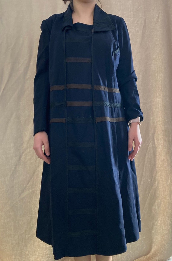 1920s Navy Serge Coat Dress