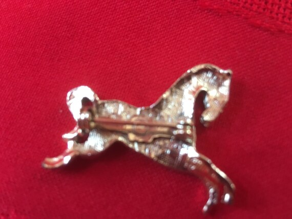 Pair of Vintage Rhinestone Horse Brooch - image 2