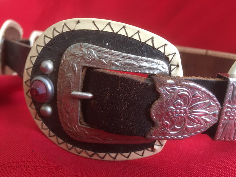 Boys Vintage Cowboy Double Buckle Belt 1950s