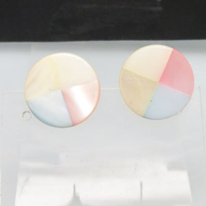 Dyed Mother of Pearl Pastel Round Pierced Earrings, Soft Summer Colors, Button Style Earrings