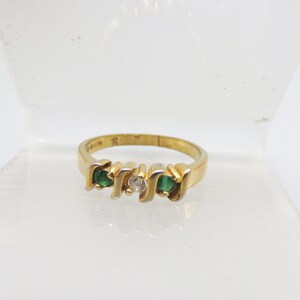 Vintage Emerald and Diamond Cubic Zirconia Band Ring, Size 6.25