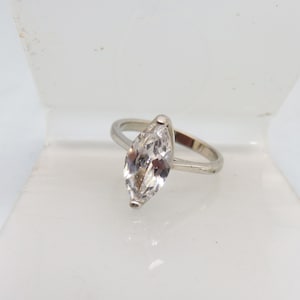 Sterling Silver and Marquise Cubic Zirconia Solitaire Engagement Ring,   Size 6.50