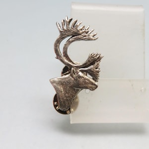 Vintage Pewter Caribou Pin: Northern Lapel or Hat Tack