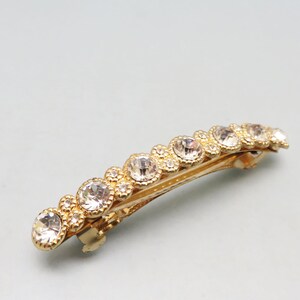 Vintage Rhinestone Hair Barrette: Sparkling Clear Crystals