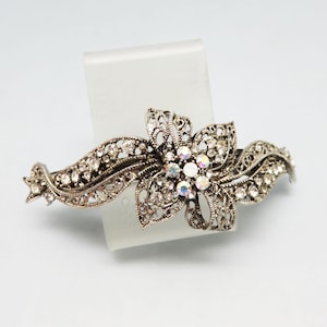 ヴィンテージガンメタルフィリグリーバレッタ、オーロラボレアリスラインストーン