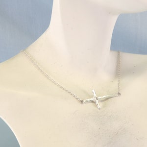 Simple Sterling Cross Necklace, Modern Design
