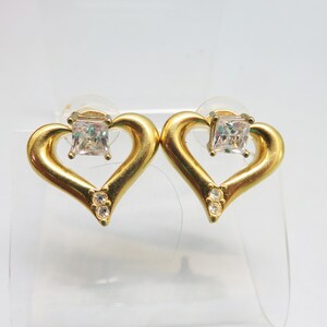 Gold Plated Heart and CZ Pierced Earrings, Studs and Jackets