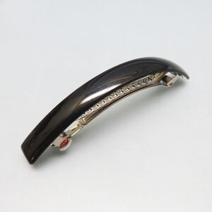 Vintage  Narrow Black Lucite Hair Barrette,  3 3/4ths Inches Long