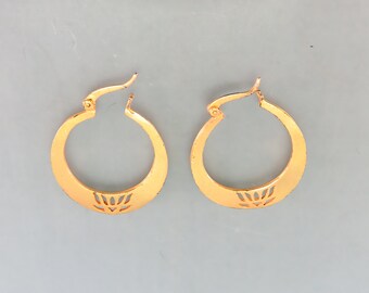 Vintage 1990/'s Sterlng SIlver Hoop Earrings Square Shaped Free Shipping
