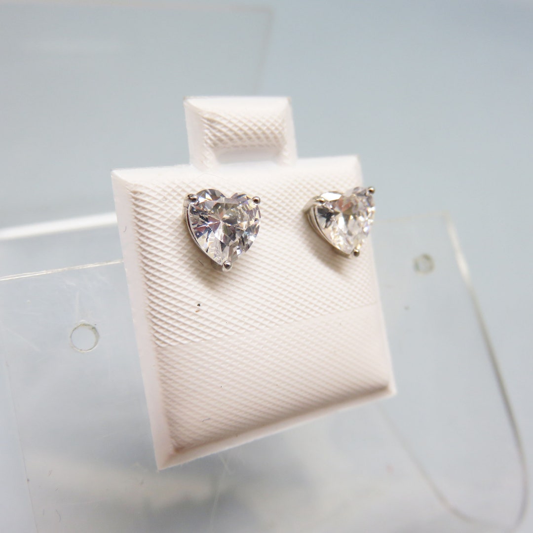 Heart Cubic Zirconia Sterling Silver Stud Earrings - Etsy