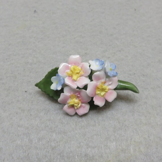 Vintage Porcelain Flowers Brooch