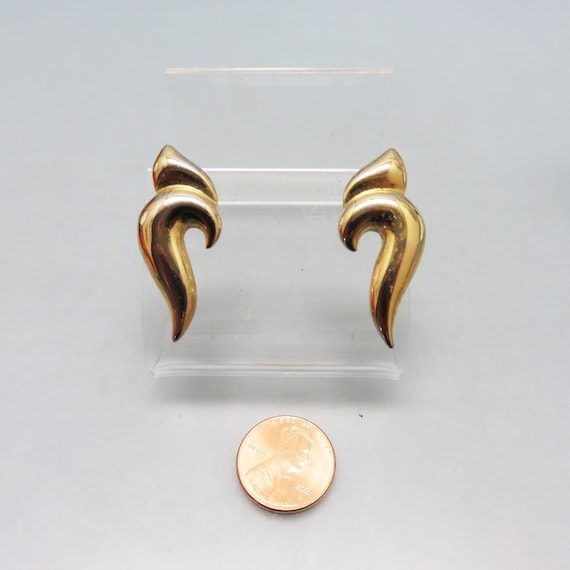 Stylized Peacock Head Pierced Earrings, Vintage G… - image 2
