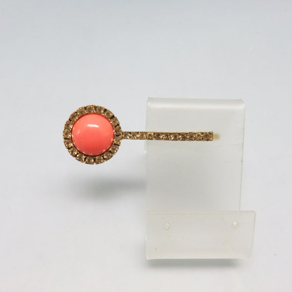 Faux Coral and Rhinestone Bobby Pin, Elegant Bobb… - image 1