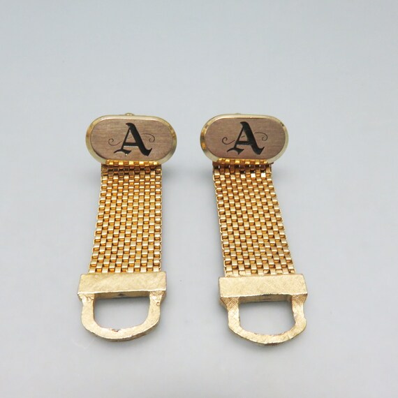 Initial A Wrap Around Cuff Links, Silver and Gold - image 1