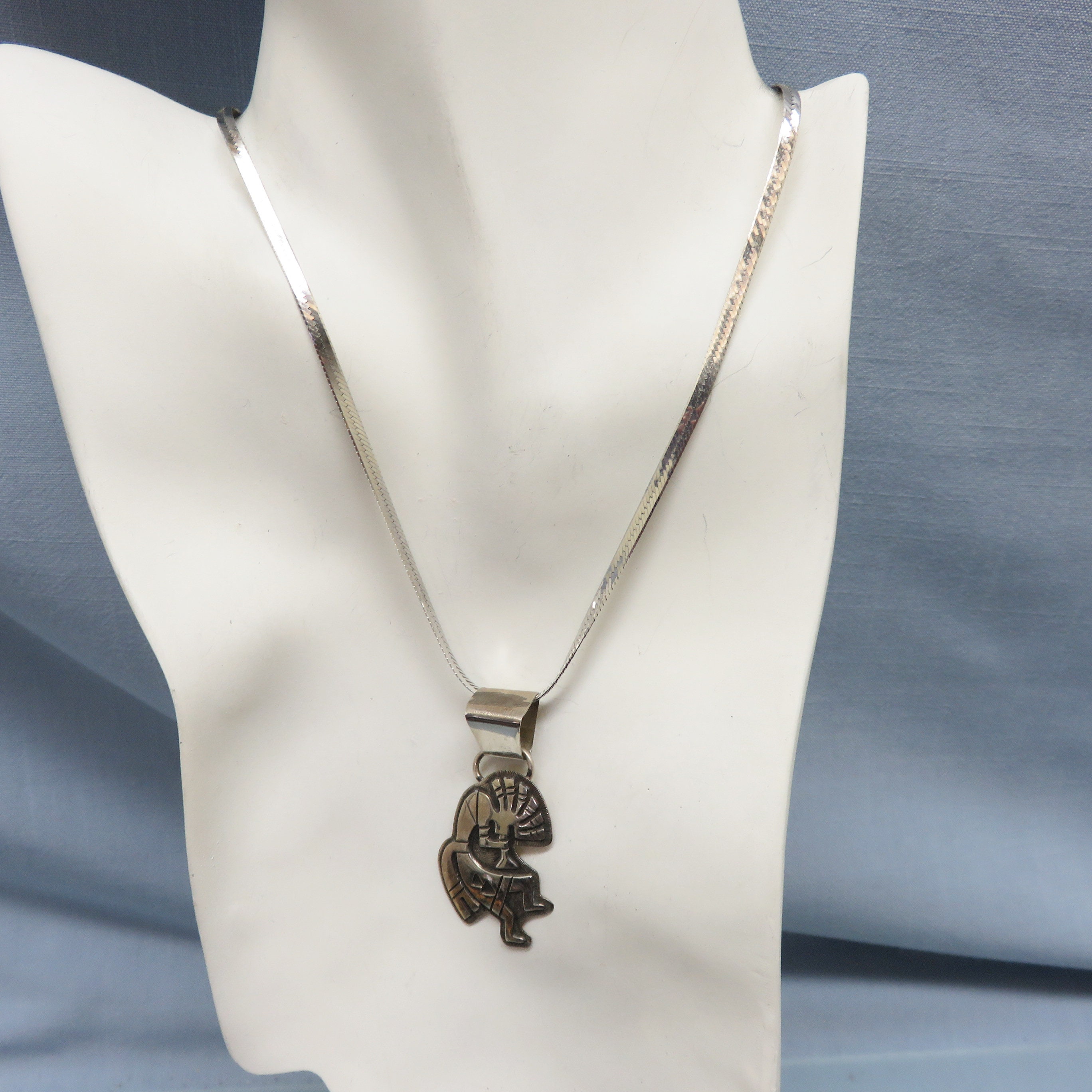 Vintage Sterling Silver Kokopelli Pendant Necklace 20 Inch Etsy