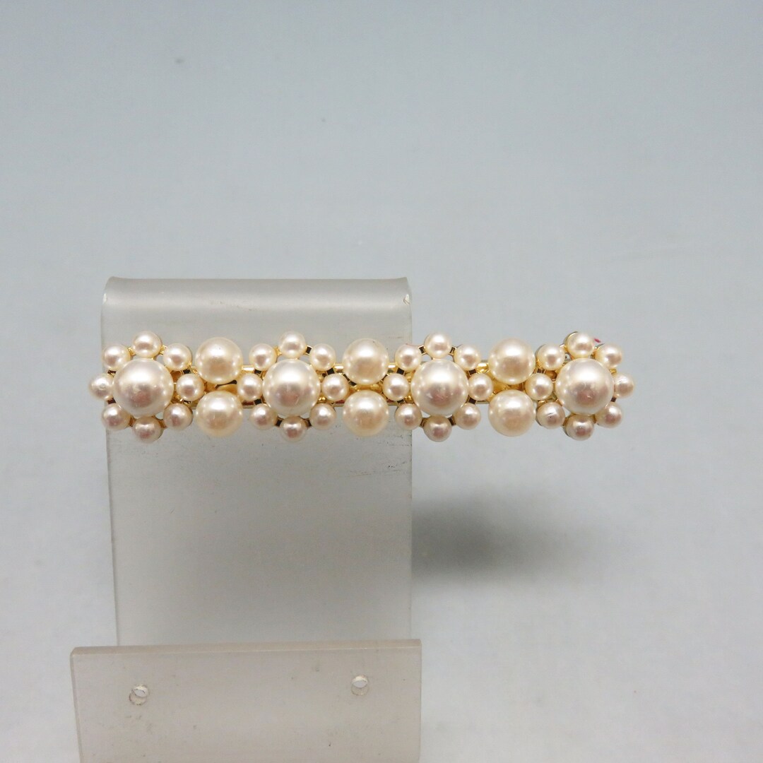 Pearl Hair Clip or Barrette, Line of Pearl Flowers, Bridal Accessory Etsy