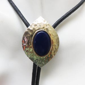 Faux Black Onyx Bolo Tie, Golden Hammered Setting Bolo Tie, Rockin JK Designs