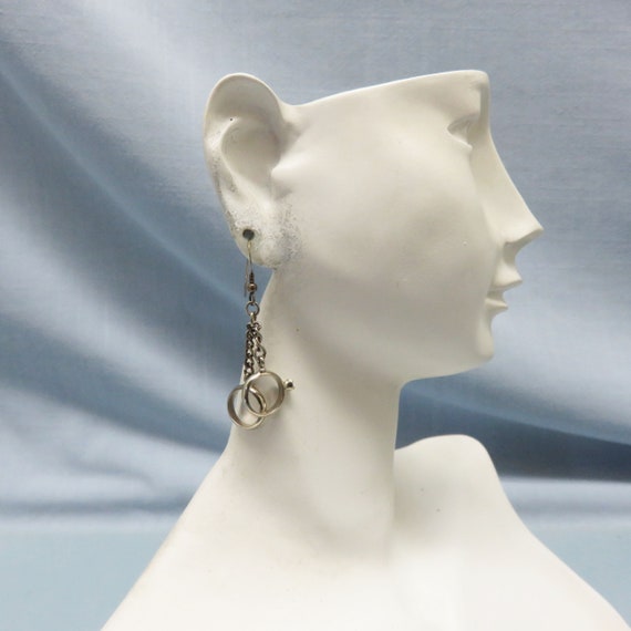 Tiny Engagement Wedding Ring Pierced Earrings, Vi… - image 2