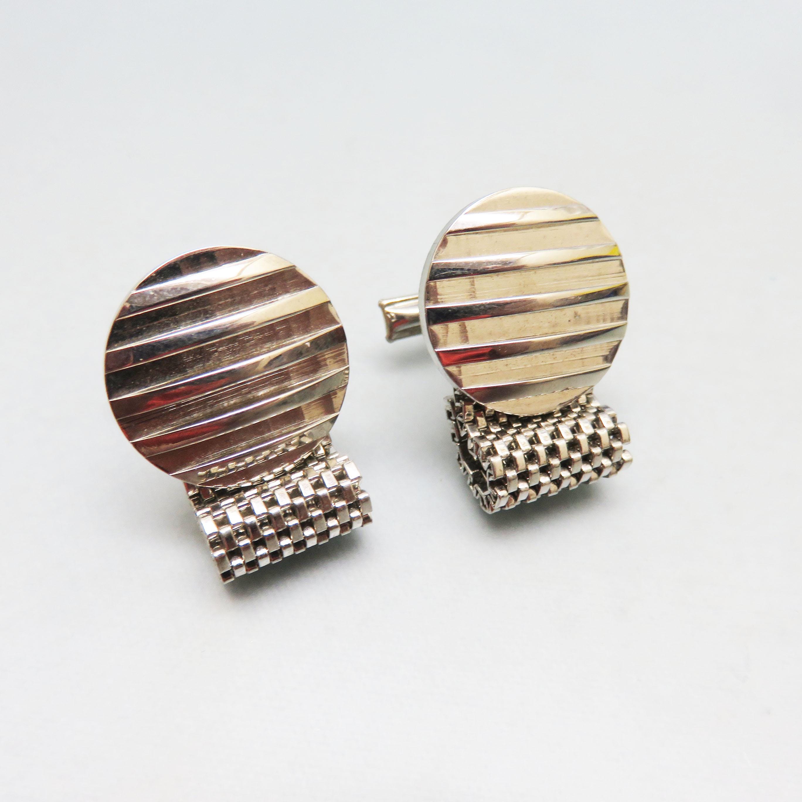 1970s Silver Mod Design Wrap Around Cuff Links * - Etsy 日本