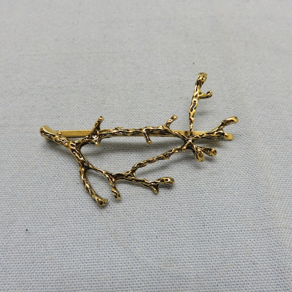 Golden Tree Branch Bobby or Hair Pin, Vintage 1970s Hair Accessory