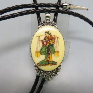 Fabulous Vintage Oriental Water Bearer Bolo Tie