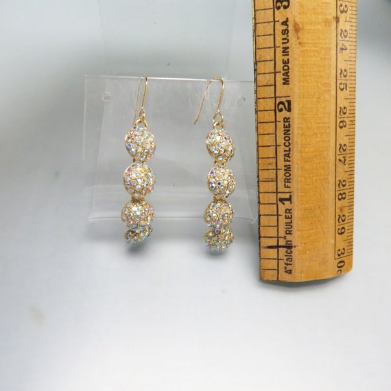 2 Inch Rhinestone Domed Dangle Pierced Earrings - image 4