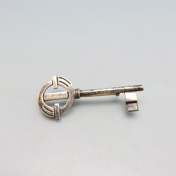 Vintage Fancy Victorian  Style Sterling Key Brooc… - image 1