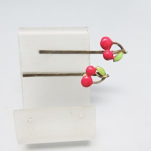 Cherries on a Stem Bobby or Hair Pins, Vintage, Summer Accessory