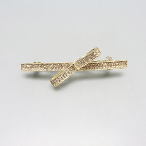 Vintage Rhinestone Hair Barrette, Looped Bow Design