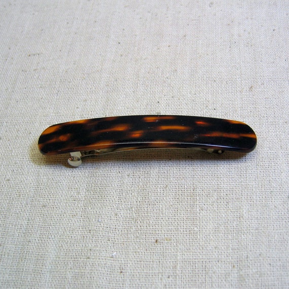Vintage Tortoise Shell Plastic Hair Barrette, 3 7/8ths  display picture 1