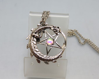 Vintage Dragon and Pentagram Pendant, 20 Inch Chain, JPI