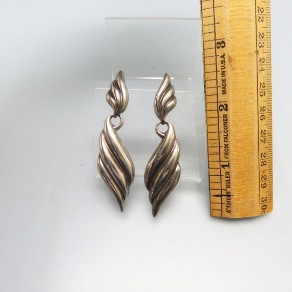 Vintage Sterling Silver Dangle Pierced Earrings, … - image 2