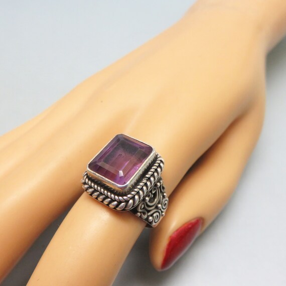 Vintage Sterling Silver Amethyst Ring: Gothic Ren… - image 6