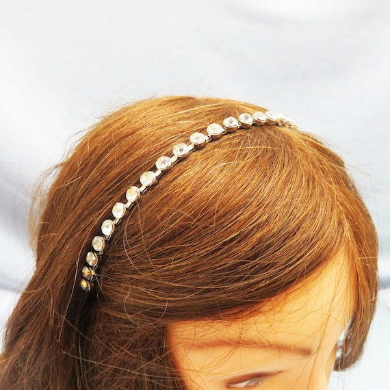 Vintage-Inspired Clear Crystal Rhinestone Headband - Silver-Tone Amazon.com : EVER FAITH Wedding Hair Accessory Clear Crystal  main image 3