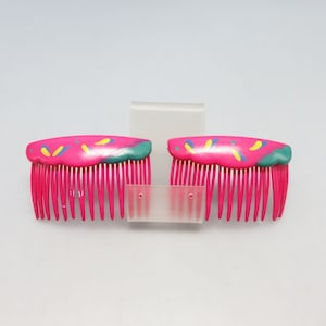 Vintage Colorful Raspberry Pink Hair Combs